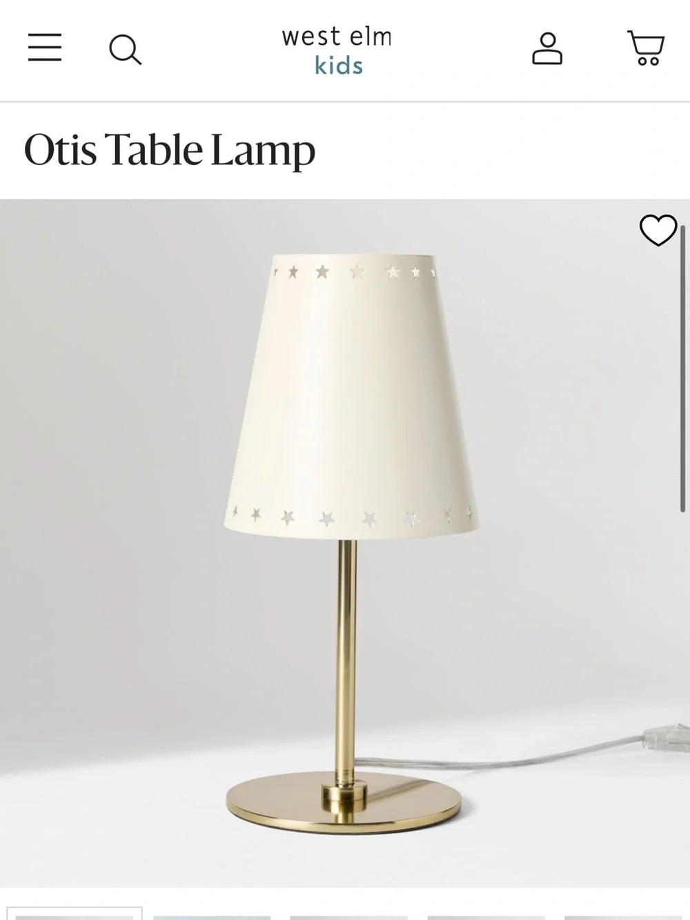 West Elm Metal Table Lamp with Star Cut Outs
